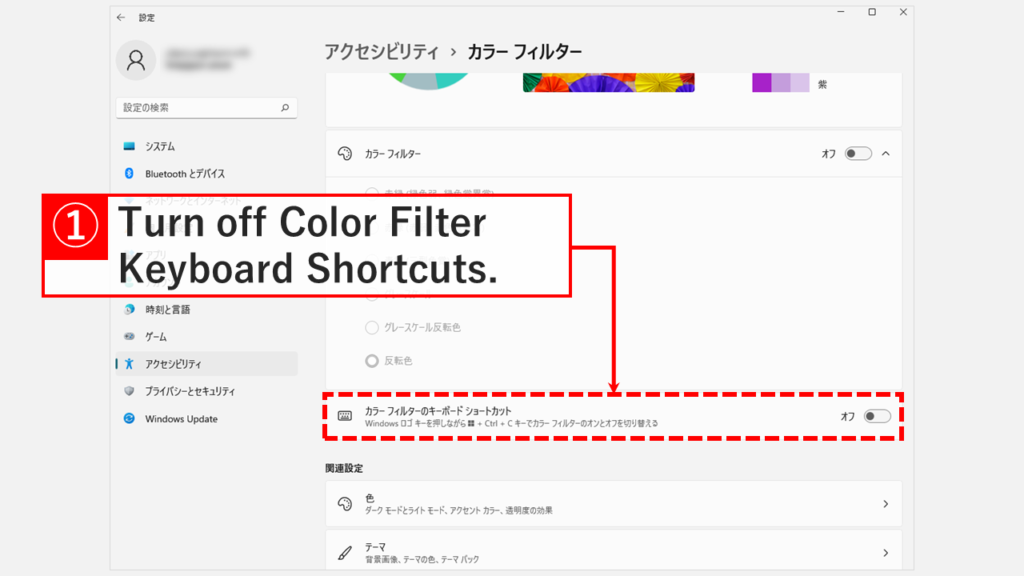How to disable keyboard shortcuts to toggle Color Filters