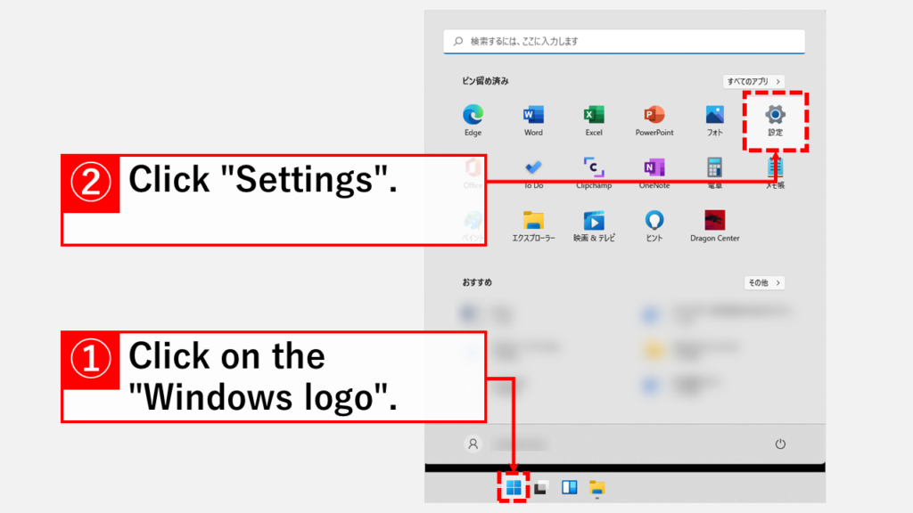 Click "Windows Logo" and open "Settings".