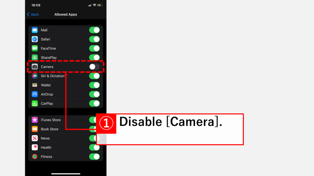 Disable the camera function on the iPhone lock screen.