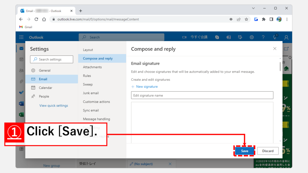 How to remove an email signature set in Outlook.live.com.