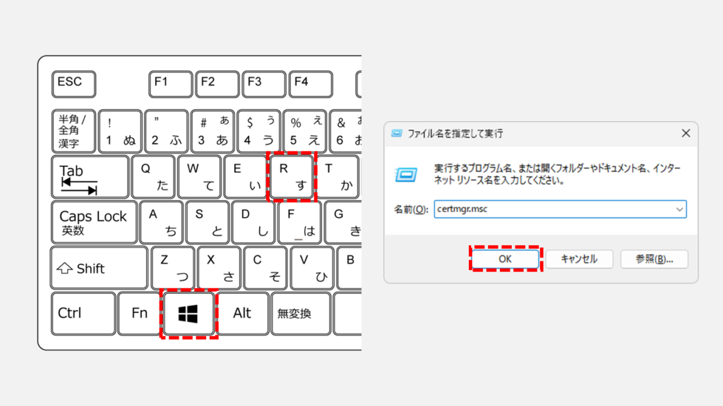 Windowsの電子証明書マネージャーから電子証明書の有効期限を確認する方法