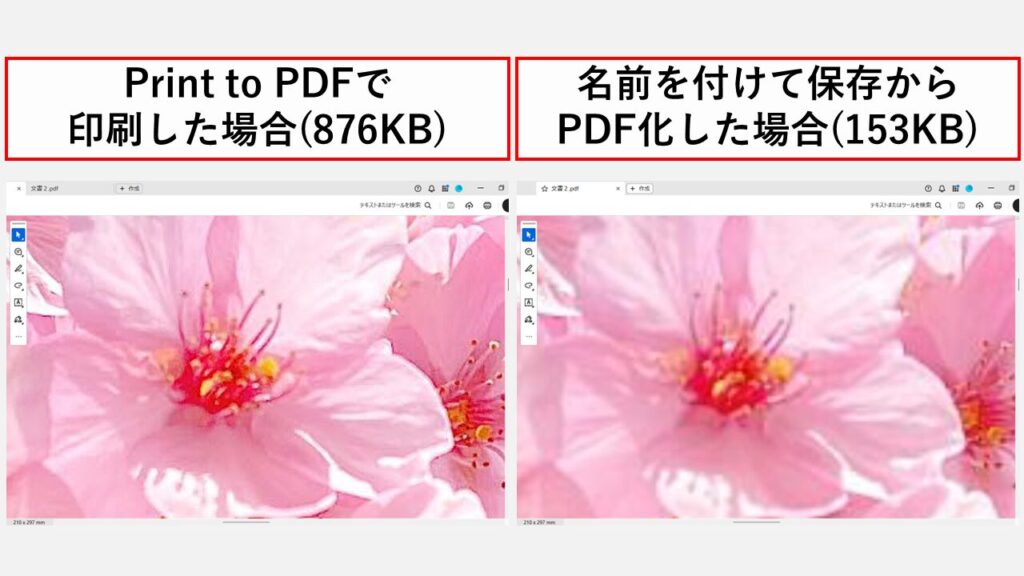 「名前を付けて保存」と「Microsoft Print to PDF」の画質比較実験