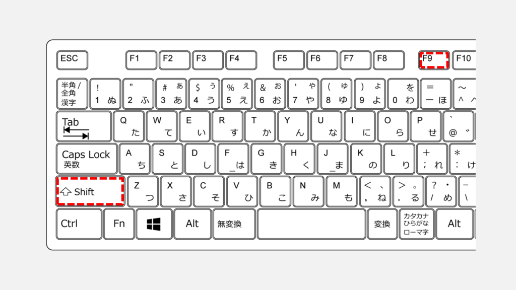 グリッド線をキーボードショートカットで表示/非表示にする方法 Shift+F9