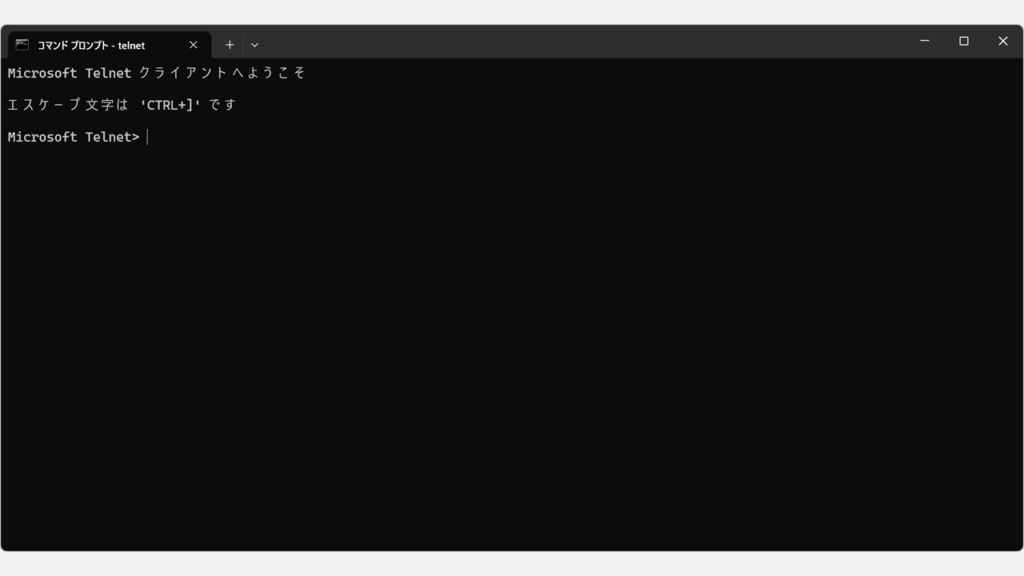 Telnet Clientが正常に起動できたことを確認する
