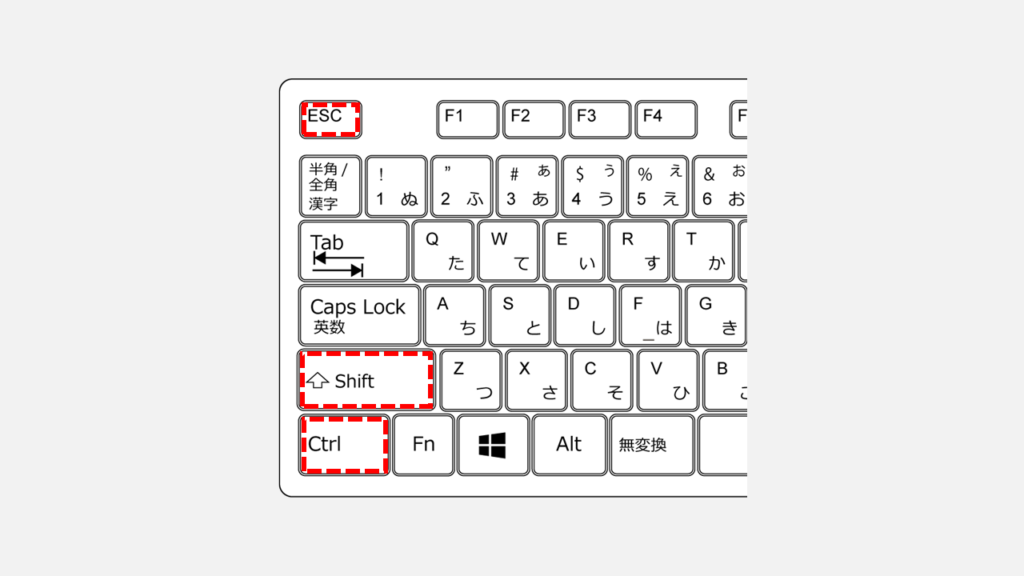 CtrlキーとShiftキーとEscキーを押してタスクマネージャーを開いたスクリーンショット