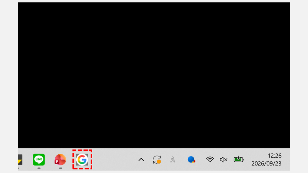 Microsoft Edgeから追加したGoogleのアイコンが、Windows11のタスクバーに表示されているスクリーンショット